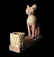 Candle Holder of Goddess Bastet , Handmade Egyptian Spiritual Incense Holder