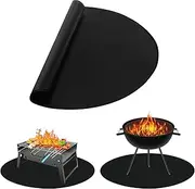 Fire Pit Mat, 40 x 40 Inch Round Fireproof Mat, Outdoor Fire Pit Mat, Folding Fire Pit Grill Mat, Durable Patio Grill Mat