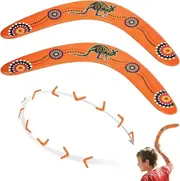 Australian Souvenir Handcrafted Boomerang Taian Kangaroo Wooden Decor 28cm