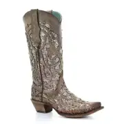 Corral Ladies Orix Glitter Inlay and Studs Snip Toe Boots C3331