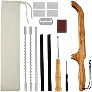 RdjEokf Sourdough Slicer Knife, Serrated Bread Bow Knife, Stainless Steel Bread Cutting Tool, with Wooden Handle, Storage Bag, for Sourdough Loaf Baguettes Bagels