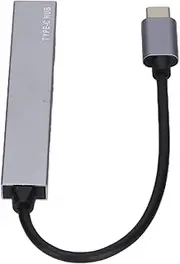 USB Port Expander, USB C Hub Multi Function Type‑C Hub Type‑C Docking Station USB C Hub Multiport Adapter for School for Home for Office(One Drag Four ash)