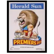 BRISBANE LIONS 2024 AFL PREMIERS GRAND FINAL PREMIERSHIP WEG MARK KNIGHT *FRAMED