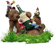 Funny Garden Gnomes Drunk Bear Funny Gnome Statues Dwarf Figurine Resin Garden Statue Home Decoration for Lawn Ornaments
