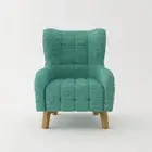 Armchair High back Lounge Accent Chair Designer Printed Fabric with Wooden Leg