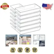 Eco-Friendly Stackable Drawer Organizers - 12 Pack Clear Storage Solution