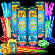 Glow Sticks Bulk Party Favors 400pk - 8" Glow in The Dark Party Supplies Light Sticks, Halloween Decorations, Glow Necklaces Bracelets Kids