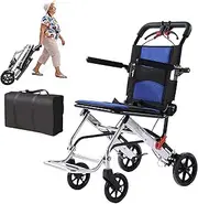 CHONGHAN Lightweight Adult Foldable Wheelchair, Ultralight Travel Wheelchair, Elder Foldable Transport Wheelchairs, Portable Aluminum Transport Roll Wheelchair, for Aircraft Travel