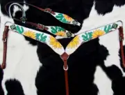 Showman Sunflower & Cactus Print One Ear Headstall Set! FREE SHIPPING!