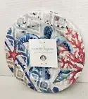 Nanette Lepore Turtle Coastal Collection 4 Melamine Salad Plates Shell Coral New