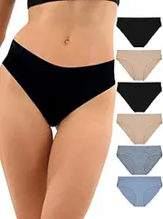 [UNDERWORKS] Womens 6pk Smoothlines Bikini, Womens Underwear, Bikini Brief, Soft Modal/Cotton Blend