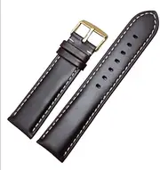 MVBVTKTAER Handmade Genuine Leather Watchbands Men Women Bracelet 18 20 22 24mm Vintage Watch Band Strap Wiht Silver Polished Buckle Watch Strap(Dark Brown Gold,22mm)