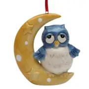 Cosmos 3.13" Christmas Whimsical Owl On The Moon Ornament