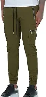 [Maiyifu-GJ] Men's Drawstring Cargo Pants Casual Joggers Sweatpants Athletic Hiking Tapered Trousers with Multi Pockets