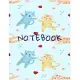Notebook: College Ruled Notebook - Pink, Blue and Orange Cats with Red Strawberries Large (8.5 x 11 inches) - 140 Pages