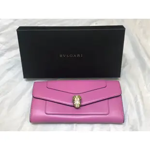 (已售出)BVLGARI-粉色經典蛇頭長夾