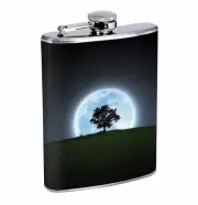 Full Moon Tree 01R Flask 8oz Stainless Steel Hip Drinking Whiskey
