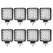 LIGHTFOX 8x 4inch LED Work Lights Square Flood Driving Lamp Reverse Offroad 4WD
