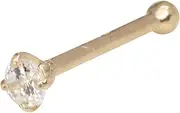 [JewelryWeb] 14ct Yellow Gold CZ Simulated Diamond Round Body Piercing Jewelry Nose Stud