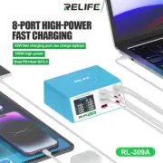 RL-309A 8-port Fast Smart Charger Digital Display for Phone Tablet PD+QC3.0