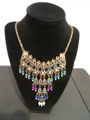 J C Penney statement bib necklace never worn Trexotic india multicolor jewels
