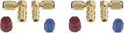 Mellisso 2X R12 to R134 A High/Low AC Fitting Port Retrofit Conversion Adapter, Quick Coupler Valve A/C 90 Degree Fitting