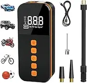 LeCoirrax Tire Inflator Portable Air Compressor, 150PSI Air Pump for Car with Tire Pressure Gauge & LED Light, Rechargeable Cordless Air Compressor for Car, Bike, Motorcycle, Ball, Car Accessories