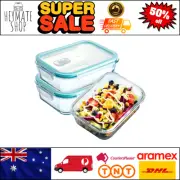 3 Pack Airtight Glass Food Storage Containers with Lids – 1040ML Meal Prep Boxes