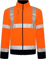[Sam Caan] Hi Vis Softshell Jacket Men High Visibility Viz Reflective Water Resistant Shower Proof Rain Repellent Windproof Safety Site Coat Work Wear Builder Soft Shell Workwear Warm Top