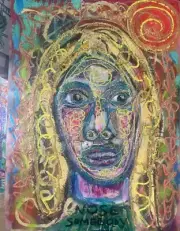 Outsider Self Taught Art On Paper 30X22 Inches Called “Drizzling Sun”