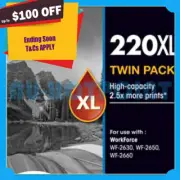 Epson 220XL-BK BLACK *Twin Pack* Ink>XP220/XP320/XP324/XP420 [T294194] T220 #220
