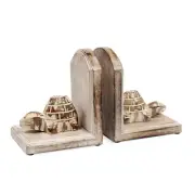 Valentine's Day Gifts Wooden Turtle Book Ends Hand Carved Decorative Bookend ...