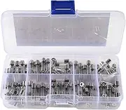DIANN 100pcs Fast-Blow Glass Fuses Assortment Kit 10 Values 5x20mm 250V 0.2 0.5 1 2 3 5 8 10 15 20A amp Assortment Kit