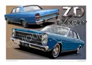 ZD Fairlane Print available in 46 colour combinations. Ford Fairlane Drawing