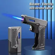 New Windproof Gas-electric Plasma USB Rechargeable Jet Lighter Gift Men Folding