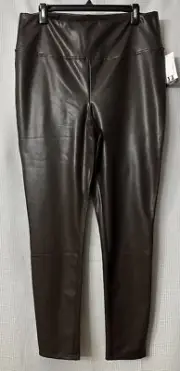 NWT Seven7 Womens Espresso Faux Leather Pull On Leggings Pants Size XL
