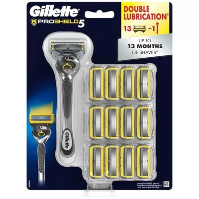 Gillette Fusion Proshield Razor And Cartridges 1 Razor + 13 Refills
