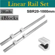 2X SBR20 1000mm LINEAR RAIL SLIDE GUIDEWAY SHAFT + 4X SBR20UU BEARING BLOCK CNC