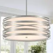 19.7" Drum Chandelier Light Fixture Vintage Modern 5-Lights Chrome Chandelier...