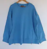 New Autograph Jumper XL Plus Size Womens Blue Pullover Zipper Detail Sweater