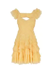Needle & Thread Lola Ruffled Tulle Mini Dress - Yellow - 6 (UK10 / S) 6 (UK10 / S)