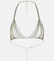 [Oseree] Oséree Gem embellished chain bra S/M green