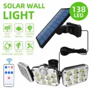 3 Head Solar 138LEDs Motion Sensor Light Outdoor Garden Wall Light with remote
