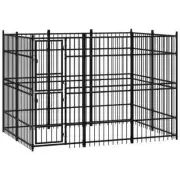 Dog Kennel Steel 5.53m² Large Outdoor Pet Cage Fence Run Pen House Enclosure