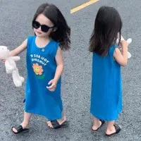 在飛比找蝦皮商城優惠-女童洋裝 夏裝寶寶洋氣休閒背心裙 兒童個性韓版卡通花朵字母公