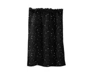 Stars Print Solid Color Kitchen Short Curtain Window Valance Drape Home Decor-Black