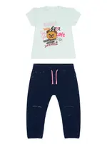 GUESS Bebe Blue T-Shirt And Denim Pants 2-Piece Set Size: 12M, Spandex