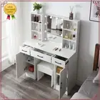 White Dressing Table with Stool & LED Lighted Mirror Makeup Desk Vanity Set