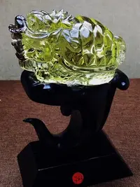 在飛比找Yahoo!奇摩拍賣優惠-幸運星天然水晶  天然巴西黃水晶龍龜橘黃色高端水晶雕刻15.