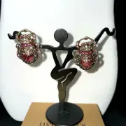 Heidi Daus FAR CRY FROM SHY Crystal Scarab Bug Beetle Earrings NWT